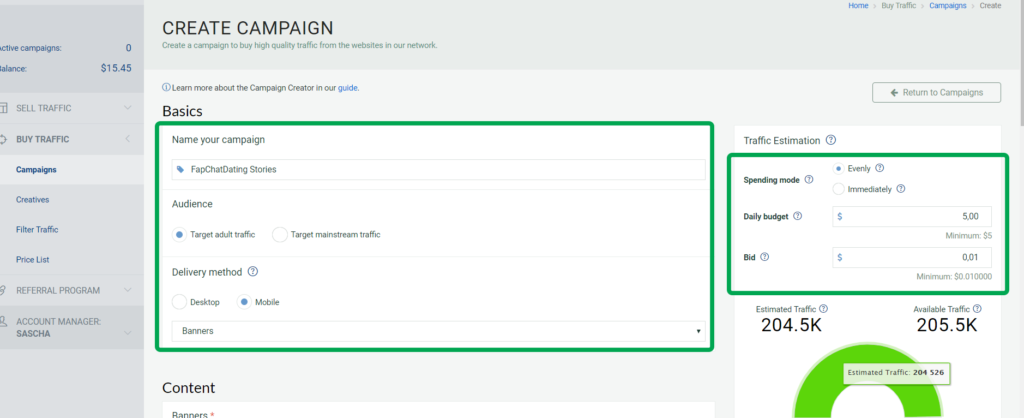 Creare una campagna pubblicitaria banner per ottenere traffico sui link affiliazione